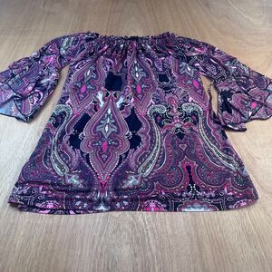 Lildy Women’s L-XL Paisley Tie-Sleeve Tunic Top
